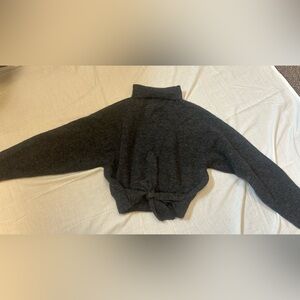 Wilfred Charcoal Gray Women's alpaca tie Sweater